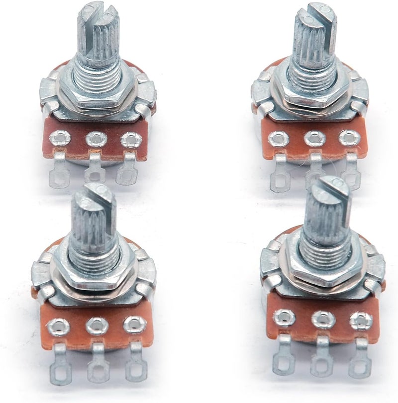 harpfeas 4PCS Mini Guitar Potentiometer Audio Volume Taper Pots for Fender Stratocaster Telecaster Guitar Bass Replacement (Short 15mm, A250K B250K) - Image 3